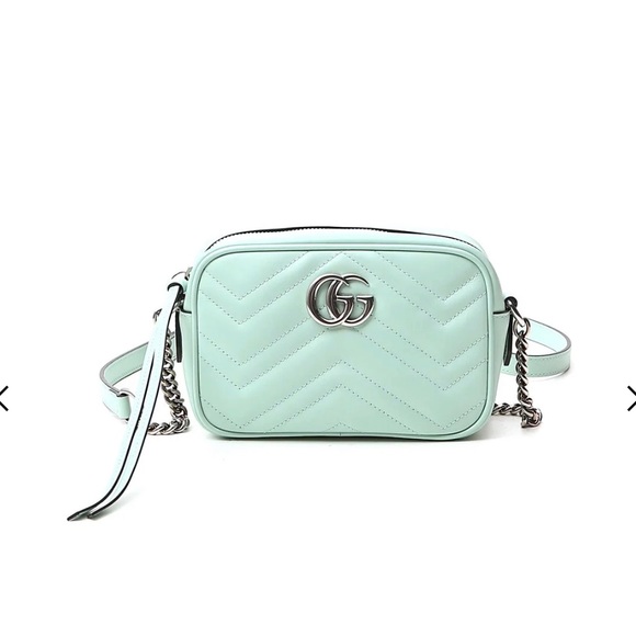 GUCCI Marmont small leather camera bag pastel sea foam green - Picture 13 of 13